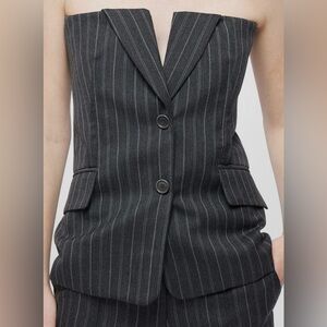 Simkhai Gray Pinstripe Strapless Billie Women's Top